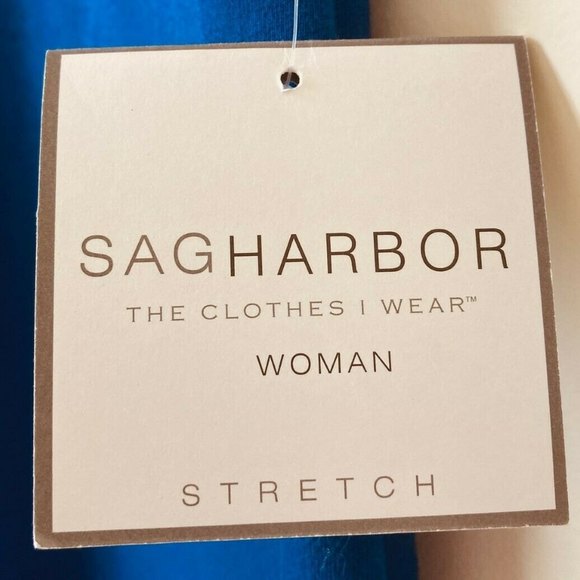 Sag Harbor Stretch Woman Pants Plus Sz 2X Blue Marina Elastic Waist Leg Graphic - Picture 7 of 12